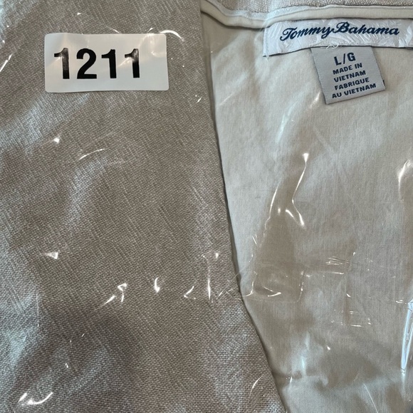 Tommy Bahama Dress Size Large Tan Linen Blend 2 Front Pockets Cotton Lined - Picture 6 of 6